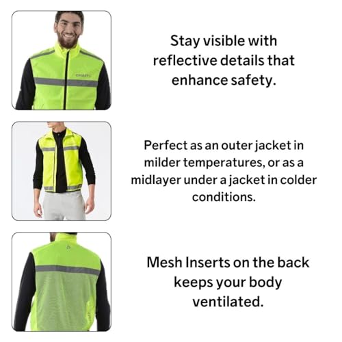 Foto von Craft Windweste Visibility Vest (Gr.S-XXL), Warnweste Unisex mit Reißverschluss, Fahrradweste, Laufweste, Reflektierend, L