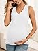 FMEYOA Maternity Shirt Summer Slim Fitting V Neck Sleeveless Tank Tops Pregnancy Clothes White S