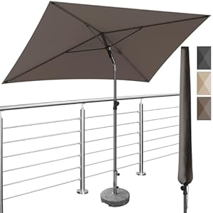 4smile Sonnenschirm Balkon 200x125 cm mit Schirmhülle, Taupe - UV50+ Sonnenschirm rechteckig knickbar höhenverstellbar, Sommer Schirm für Sonnenschutz Balkon als Ersatz für Ampelschirm