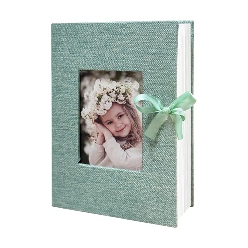 Photo Album 4x6 100 Pockets, Slip-in Picture Albums, Linen Cover Top Loader Vertical Pockets Albums for Baby, Kids Boy Girls, Wedding, Family, Anniversary, Green