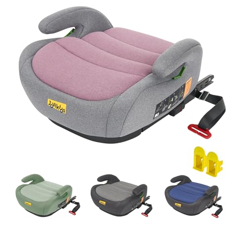 Jovikids I-Size Booster Seat for Car with ISOFIX, 125-150cm (Group 2/3, 6-12 Years), Portable Booster Seat for Kids, Comfortable, Compact, Convenient for Everyday Use, Great for Travel, ECE R129, Pink