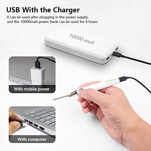 Soldering Iron Kit, 5V 8W Portable Adjustable Temperature Welding Tool Pen With Usb Cable, Solder Wire And Soldering Iron Stand, Easy Apply Usb Powered Mini Soldering Iron Set #TOP5