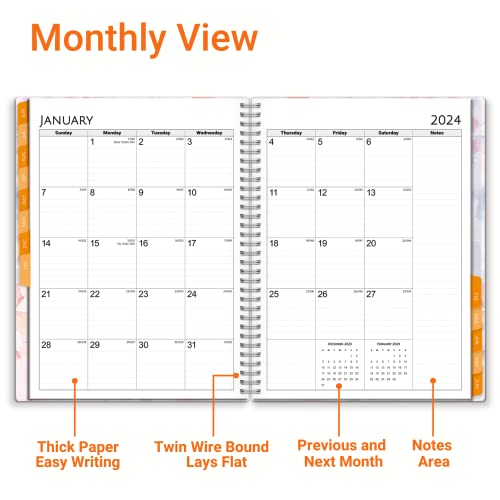 Cranbury Academic Planner Book 2023-2024 (Watercolor), 8.5X11" Daily Weekly Monthly Calendar Planner, Use To June 2024, Schedule Planner Book With Monthly Tabs, Poly Bookmark, Back Pocket, Stickers #TOP2