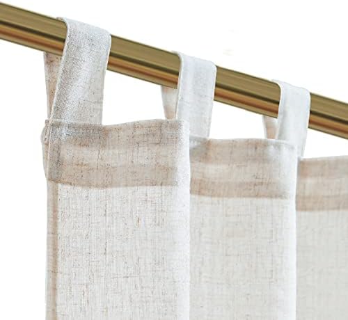 TOPICK Kitchen Curtains 36 Inch Length Linen Textured Bathroom Window Curtains Short Cafe Curtains for Small Window Treatment 2 Panels Crude