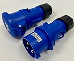 32Amp Commando Type Plug & Trailing Socket Quick Fit 240V 50-60Hz Single Phase Blue 3 Pin IP54 Professional 23203 13203