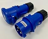 32Amp Commando Type Plug & Trailing Socket Quick Fit 240V 50-60Hz Single Phase Blue 3 Pin IP54 Professional 23203 13203 - Image 1