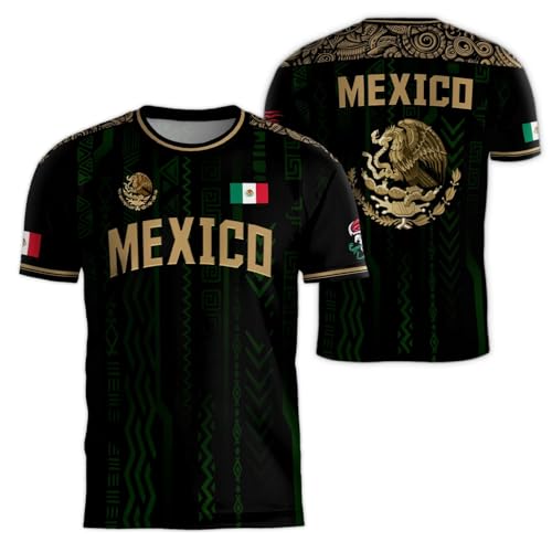 Men's Mexico Jersey, Mexican Flag Jersey Shirts, World Cup Mexico Soccer Jerseys Athletic Top Graphic Sport Shirt 3D Printed Mexican Top, Playera De Mexico Mundial 2026 Negra