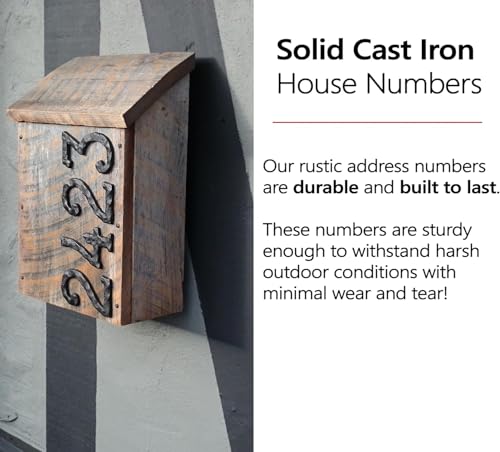 Image of NACH House Numbers for Outside, 5.5 inch Black Address Numbers for House - Number 9 - Rustic Numbers for Outside with Mounting Hardware