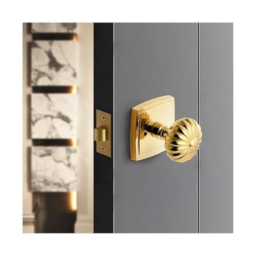 Serrure de porte dorée rétro en laiton robuste pour intérieur chic - 5