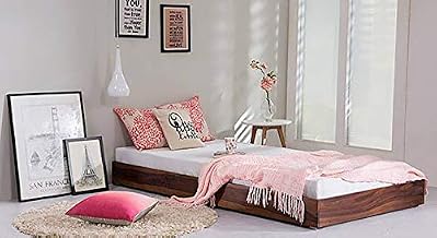 LFNS1 Single Low Floor Sheesham Wood Bed for Bedroom with 2 Years Warranty | Office Furniture | Living Room Cot | Wooden Bed | Daybed |Traditional Beds | Bedroom Furniture |
