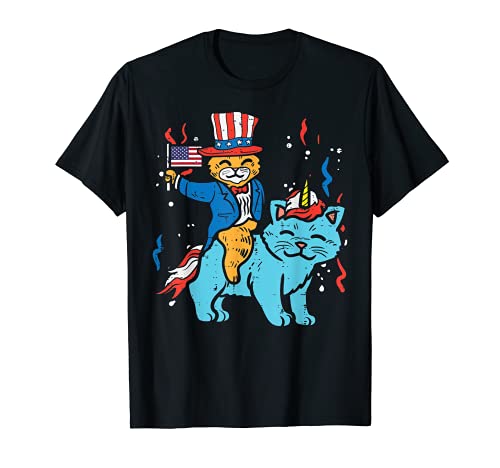 American Cats American Flag USA 4th Of July Fourth Animal Camiseta
