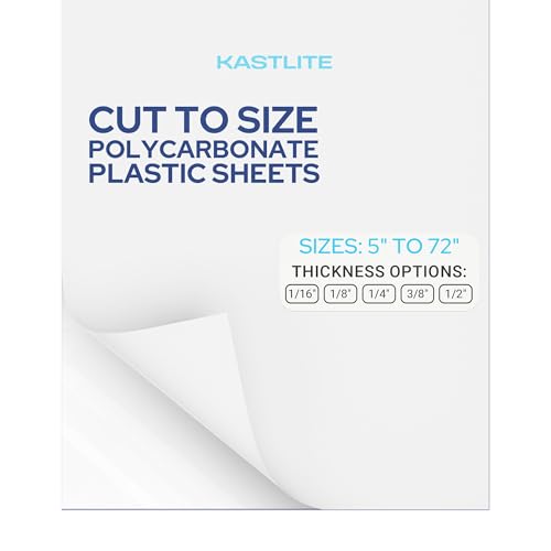 KASTLITE Custom Clear Polycarbonate Sheet - 1/8' Thick Cut to Size Hard Plastic Sheets - Moldable...