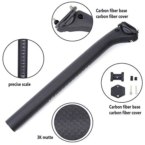 Fast- Deer Carbon Fiber Seat Post Mountain/Road Bike Seat Tube 3K Matte, Offset 20Mm,Diameter 31.6/30.9/27.2Mm,Weight 165G (400.00, 31.6) #TOP1