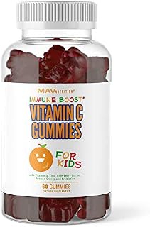 MAV Nutrition Vitamin C for Kids Immune Support Gummies with Zinc, Elderberry, Echinacea
