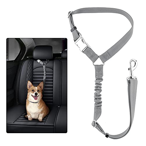 Plutus Pet Dog Seat Belt for Car Headrest, Reflective with Elastic Bungee