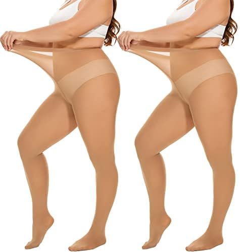 DUCMODA Damen Curvy Strumpfhose Große Größen Semi-Blickdicht Strumpfhosen Plus Größen XL-4XL Oversize über 10 Farben