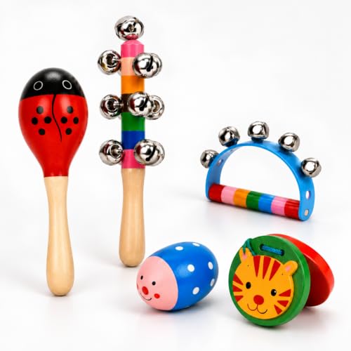 Image of 5Pcs Rattle Set, Colourful Shakers for Musical Activities