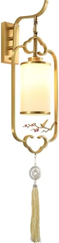 ASerZenith Chinese Style Wall Light E27 Indoor Wall Lamp Copper Grass Wall Mount Light Bedroom Bedside Lamp Home Business Wall Lights
