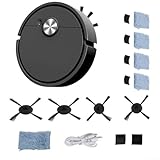 Robot aspirapolvere e mocio 3 in 1 con grande capacità per cicli di pulizia estesi su varie superfici del pavimento, funzionamento a basso rumore (nero)