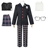 Juneboy Persona 5 Amamiya Ren Cosplay Costumes Black School Uniform Full Set With Wig Halloween(S)
