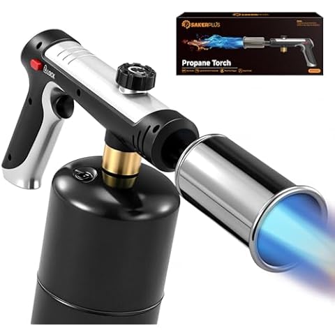 Sakerplus Propane Torch,3272°F Flame Thrower Gun with Adjustable Flame & Safety Lock, Powerful Grill & Cooking Blow Torch for Searing Steak, Sous Vide, BBQ And DIY (Tank Not Included) Cover
