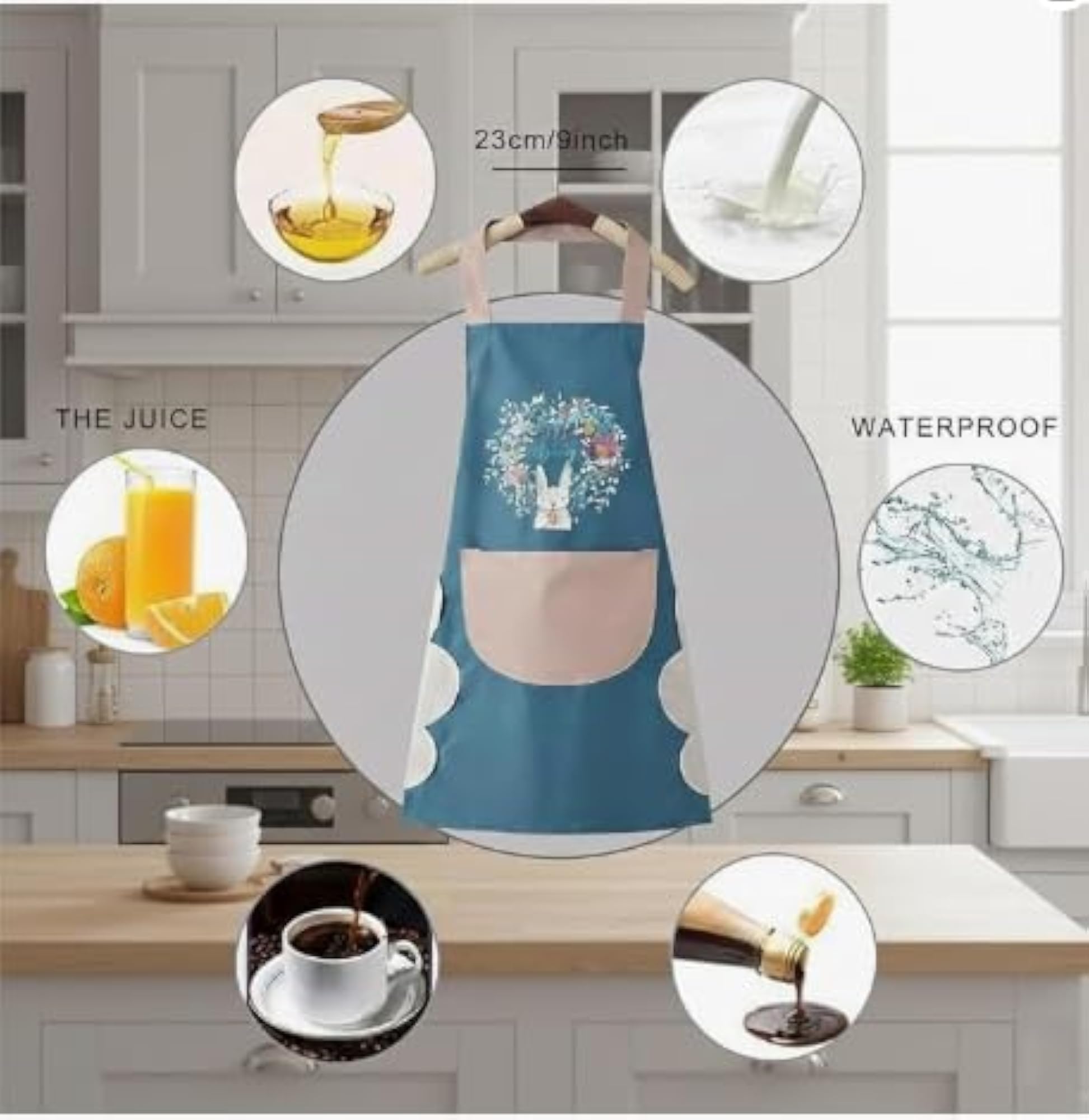 Waterproof Kitchen Apron for Women, Adjustable
