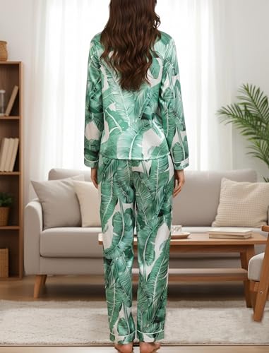 Samring Women Pjs Sets Silk 2 Piece Long Sleeve Satin Soft Cute Pajama Set — view 4