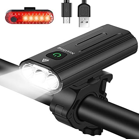 Nestling®Bike Light Set,3000 Lumens USB Rechargeable Bicycle Lights,5 Modes Waterproof LED Headlight Mountain Bike Light,Safety & Easy Mount Cycling Front Light & Rear Light Cover