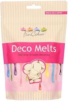 FunCakes Deco Melts Extreme White - Melt in Microwave and Pour in Every Shape, Make Candy, Drip Cakes, Lollipops and Decorate Cakes, Cookies and Cupcakes AZO Free 250 g