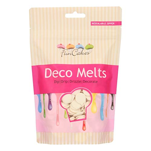 FunCakes Deco Melts Extreme White - Melt in Microwave and Pour in Every Shape, Make Candy, Drip Cakes, Lollipops and Decorate Cakes, Cookies and Cupcakes AZO Free 250 g