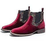 POTENCE STAR Men's Velvet Printed Chelsea Boots - Slip-On Dress Ankle Boots, Formal & Casual Fashion Footwear