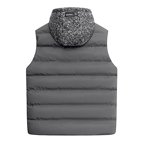 Ymosrh Jackets For Men Fashion, Mens Jacket Sport Coat Denim Jackets Casual Men's Vest Loose Autumn And Winter Warm Down Cotton Vest Coat Outdoor Jacket Flannel With Hood Zipper Splatter (5Xl, Gray) #TOP3