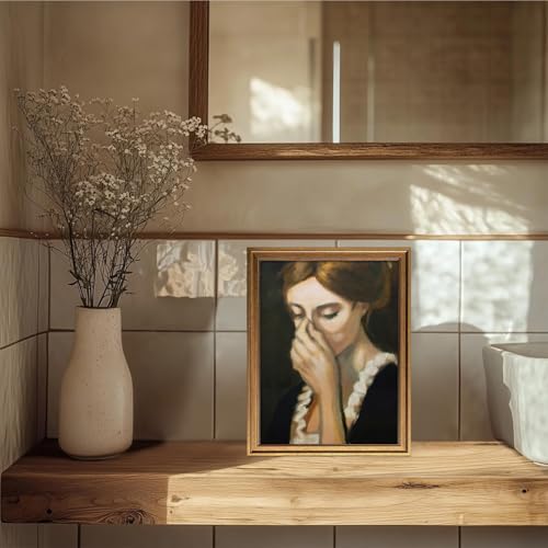Aroutde Funny Bathroom Wall Art Vintage Gold Framed Humorous Toilet Woman Covering Nose Printing Mid Century Amusing Lady Bad Smell Poster Farmhouse Wall Decor for Restroom (16L''x12W'') by Aroutde - Image 4