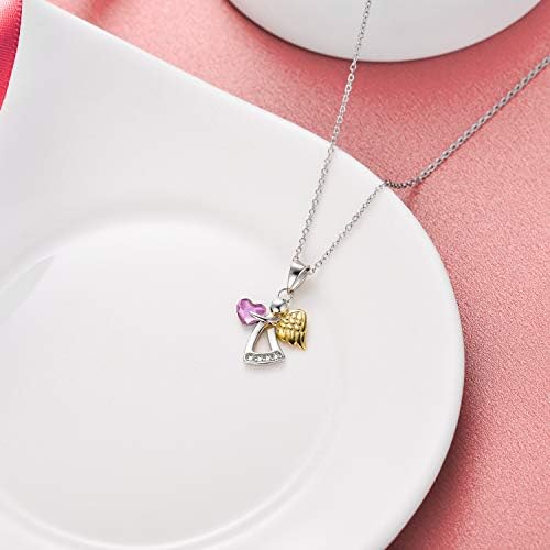 Sterling Silver Guardian Angel Necklace, Birthday Christening Baptism Communion Jewellery Gifts for Girls Daughter