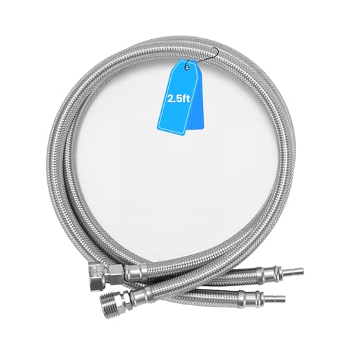 Solimeta Push-To-Connect Stainless Steel Hose Kit for Under Sink Water Filter, 3/8" Male/Female with 1/2" Adapters, 2.5FT by Solimeta - Image 5