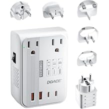 DOACE 350W Travel Voltage Converter US to Europe 220V to 110V Converter for Curling Iron Straightener Converter for European Travel 4 USB Charging Universal Power Plug Adapter UK/AU/US/EU, White