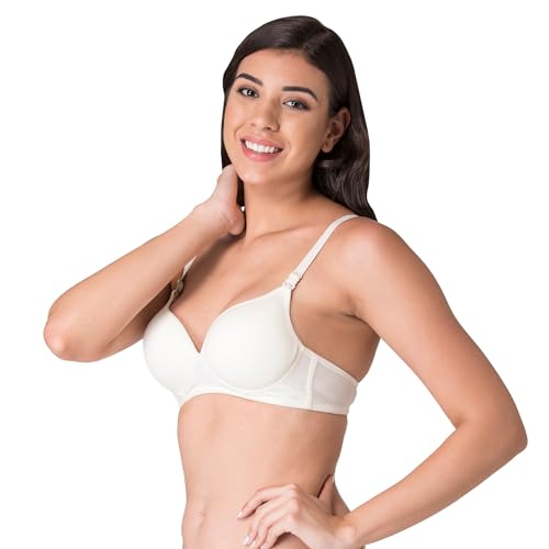 Image of Komli - Heavily Padded Push-Up Bra - Cotton Rich - Balconette - 3 /4th Coverage, Seamless, Wireless, Multiway Straps - T-Shirt Bra