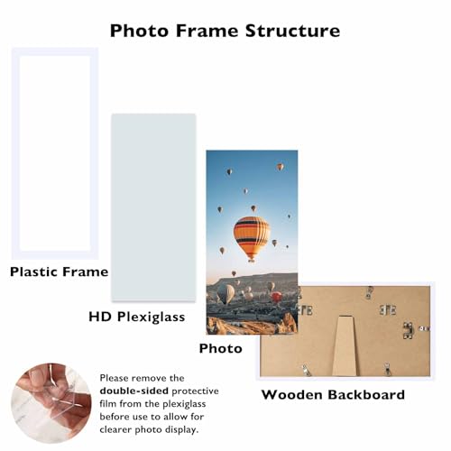 Image of JCJMY 4x12 Picture Frame White for Wall Hanging or Tabletop, Wall Mounting Horizontally or Vertically, 4 x 12 Wall Gallery Poster Photo Frame with Shatter Resistant Plexiglass, White