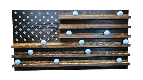 Charred Natural Wooden Flag Golf Ball Display