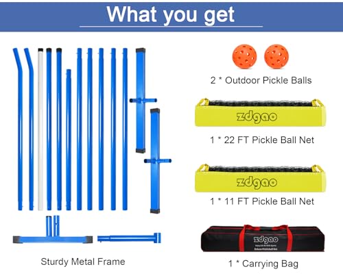 Image of Zdgao Portable Pickleball Net with Pickleballs and Carry Bag for Driveway