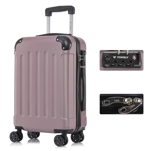 yonsly Koffer Suitcase, Trolley Reisekoffer, Rollkoffer Handgepäck mit 4 Rollen 360°, ABS Hartschalen, Sicherheitsschloss, Weicher Gummigriff, 210D-Futter