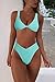 geluboao Light Green High Waisted Thong Bikini Sets for Women Cheeky Two Piece Swimsuit High Cut V Neck Bathing Suit S