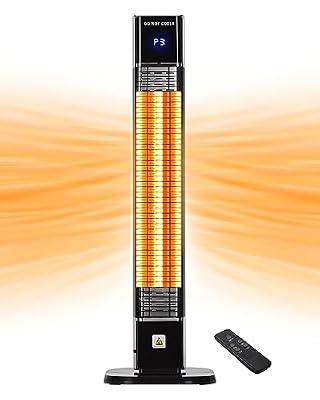 1500W Outdoor Electric Heater, Mountman 35" Patio Heater with Remote, 3 Modes, 24H Timer, Carbon Fiber Heating Tube, Tip-Over & Overheat Protection, IP44, Heaters for Outdoor Use