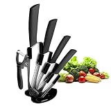 Ceramic Knife Set,Five Piece 6" Chef Knife, 5" Utility Knife, 4" Fruit Knife, 3" Paring Knife, 1'' V