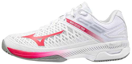 Mizuno Women s Wave Exceed Tour 4 All Court 4 Tennis Shoe, White-Rose Red, 7