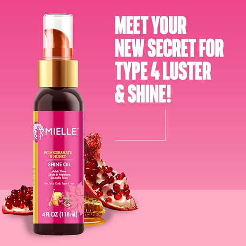 Mielle Organics Pomegranate & Honey Shine Oil, Lightweight Hair Oil for Curly & Coily Hair, Adds Shine, Locks in Moisture, Smooths Frizz, Heat Protection, Non-Greasy Finish, Type 4 Hair, 4 fl oz - Image 2