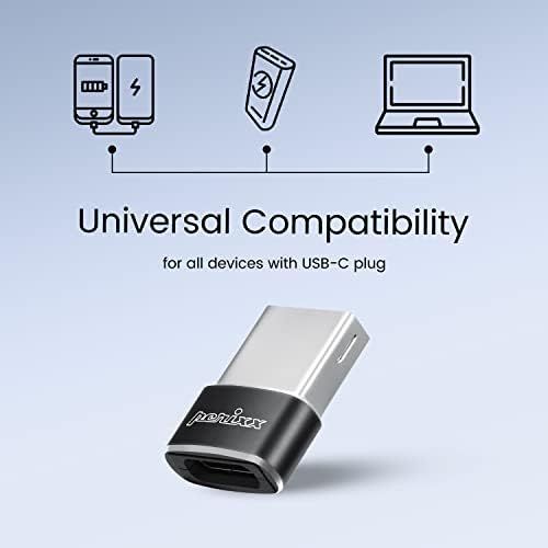 Perixx PERIPRO-408 gniazdo USB-C na wtyczkę USB-A adapter transfer danych i ładowarka do iPhone 12 13 Mini Pro, Galaxy Note, iPad i Pixel Smartphone