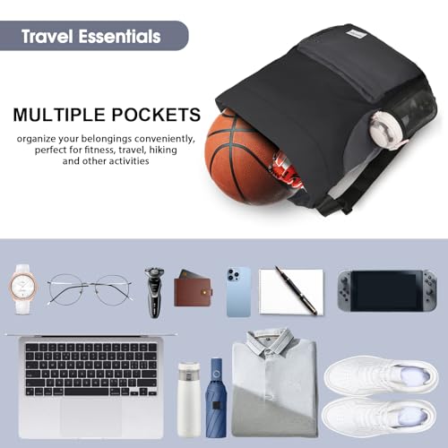 time2go Waterproof Drawstring Backpack Sports Gym Sackpack with Mesh Pockets Water-Resistant String Cinch Beach Bag for Men Women by time2go - Image 4