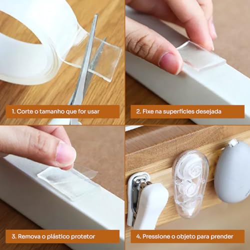 Super Fita Dupla Face Mágica Nano Adesiva Extra Forte Lavável Transparente