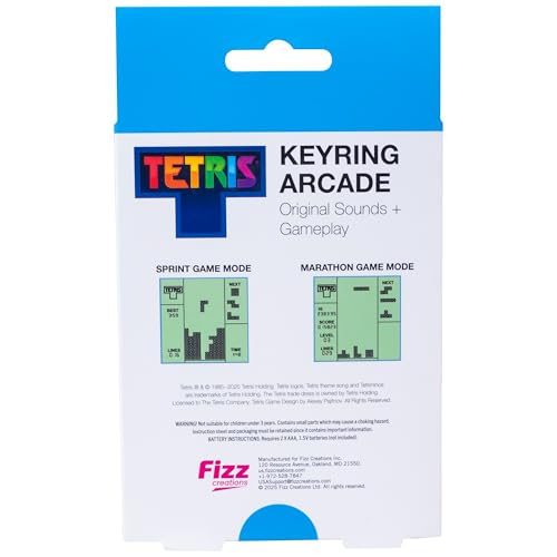Tetris Keyring Handheld Arcade Game – Officially Licensed Mini Retro Console with LCD Screen, Sounds & 2 Game Modes – Portable Classic Puzzle Toy, Travel Gift, Retro Gamer. Officially Licensed. by Fizz Creations - Image 9